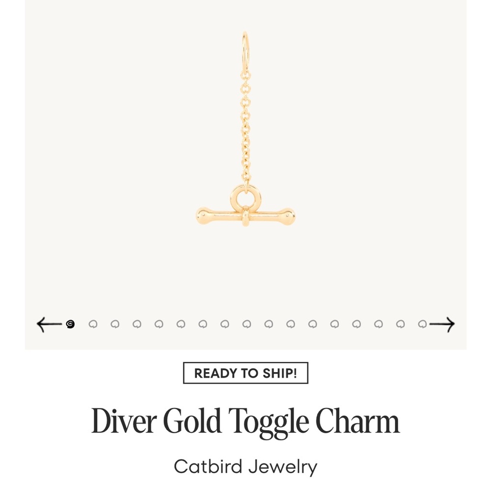 Catbird Diver Gold Toggle Charm Necklace - Gold